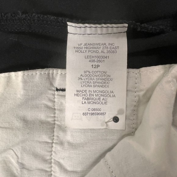 LEE JEANS Women's 12 Petite Denim Cotton Stretch Notched Zippers Pockets Black - Picture 2 of 12